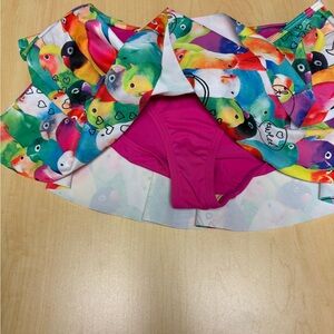Lands' End Colorful Parrot Kids Swim skirted bottom sz 14 girls NWOT